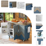 BABOOM Blue Mdf Base with Wood Top Rolling Kitchen Island (25.7-in x 51.57-in x 36.7-in)