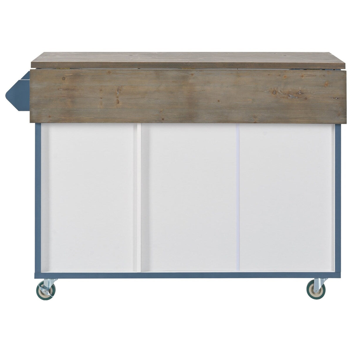 BABOOM Blue Mdf Base with Wood Top Rolling Kitchen Island (25.7-in x 51.57-in x 36.7-in)