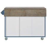 BABOOM Blue Mdf Base with Wood Top Rolling Kitchen Island (25.7-in x 51.57-in x 36.7-in)