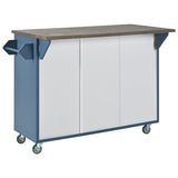BABOOM Blue Mdf Base with Wood Top Rolling Kitchen Island (25.7-in x 51.57-in x 36.7-in)