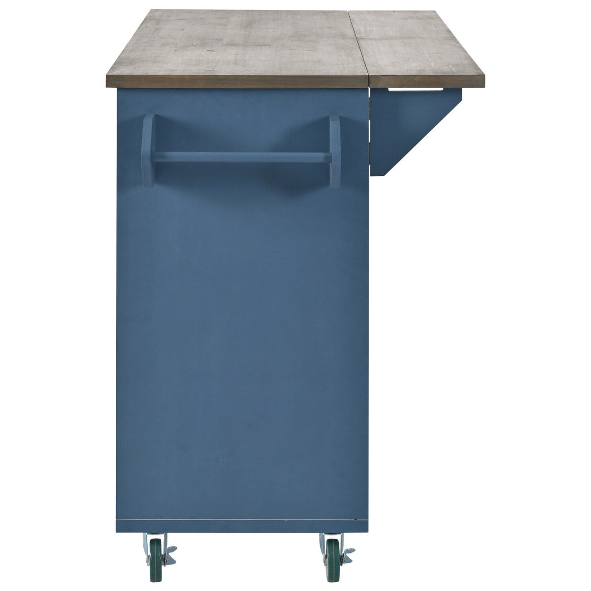 BABOOM Blue Mdf Base with Wood Top Rolling Kitchen Island (25.7-in x 51.57-in x 36.7-in)