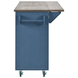 BABOOM Blue Mdf Base with Wood Top Rolling Kitchen Island (25.7-in x 51.57-in x 36.7-in)