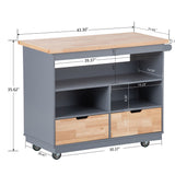 BABOOM Gray Mdf Base with Wood Top Rolling Kitchen Island (21.7-in x 46-in x 35.62-in)