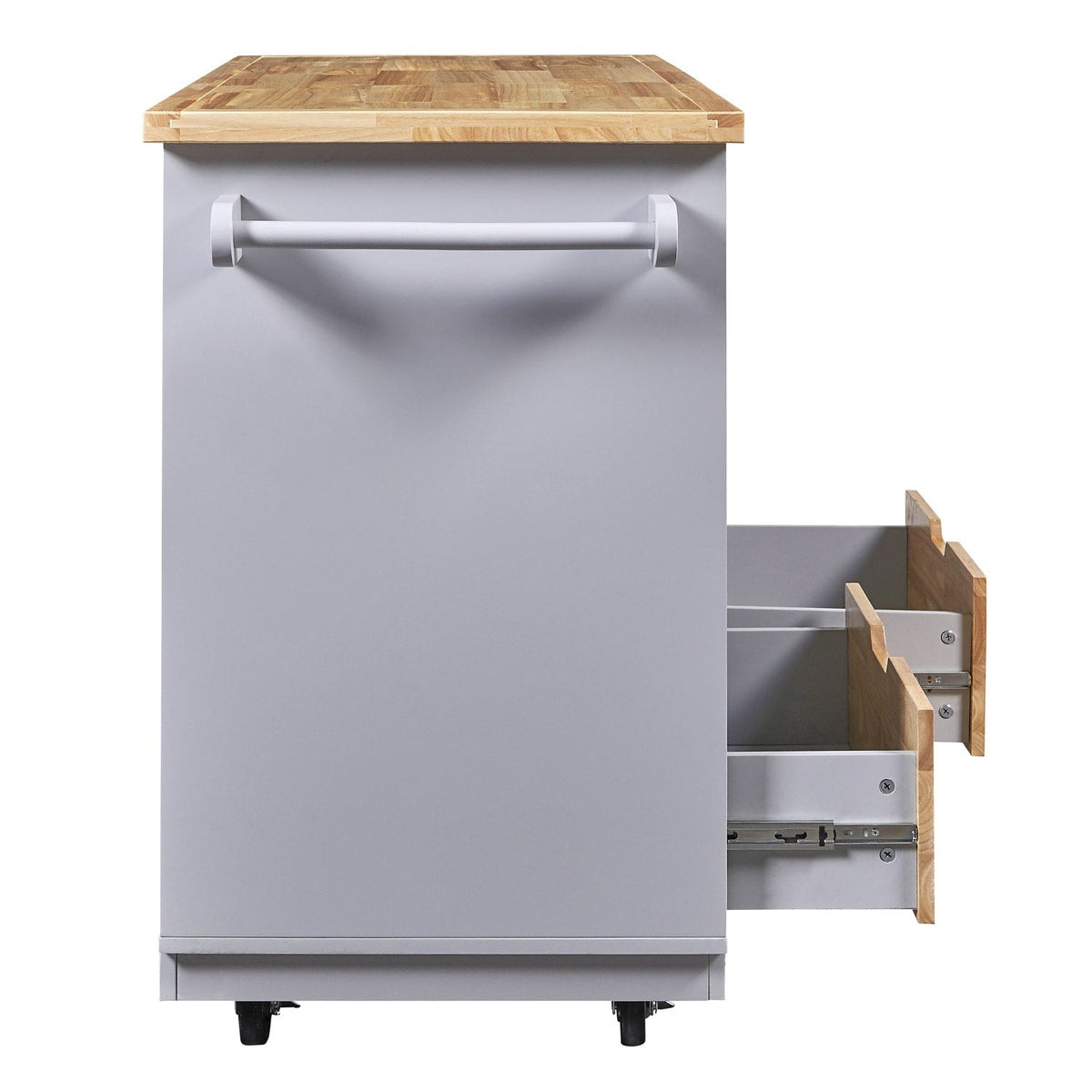 BABOOM Gray Mdf Base with Wood Top Rolling Kitchen Island (21.7-in x 46-in x 35.62-in)