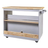 BABOOM Gray Mdf Base with Wood Top Rolling Kitchen Island (21.7-in x 46-in x 35.62-in)