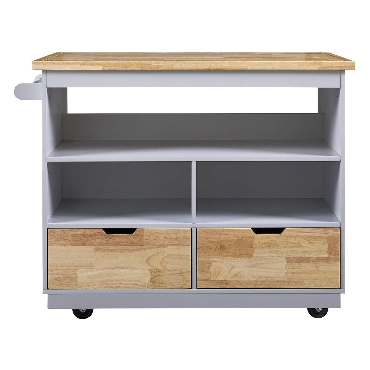 BABOOM Gray Mdf Base with Wood Top Rolling Kitchen Island (21.7-in x 46-in x 35.62-in)