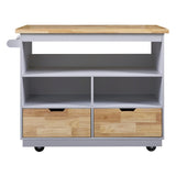 BABOOM Gray Mdf Base with Wood Top Rolling Kitchen Island (21.7-in x 46-in x 35.62-in)