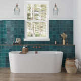 Apollo Tile Chateau Ocean Green 5-in x 5-in Glossy Ceramic Marble Look Floor and Wall Tile (10.76-sq. ft/ Carton)