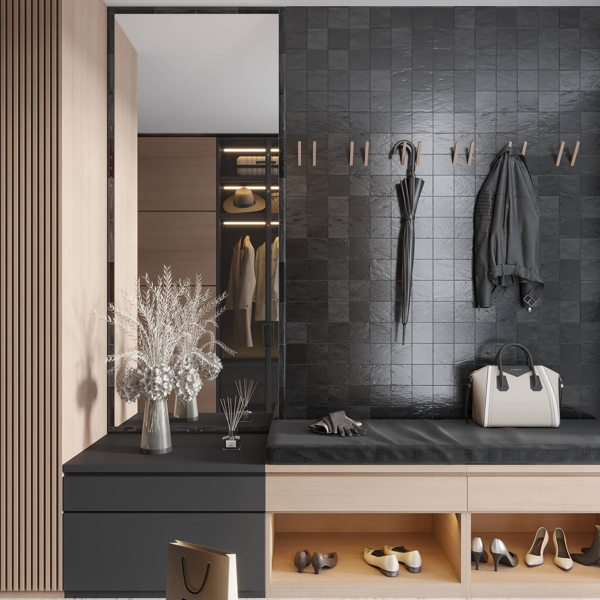 Apollo Tile 10-Pack Black 1/2-in x 8-in Ceramic Bullnose Tile (0.667-sq. ft/ Carton)