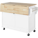 BABOOM White Mdf Base with Wood Top Rolling Kitchen Island (20.5-in x 52.2-in x 36.6-in)