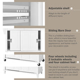 BABOOM White Mdf Base with Wood Top Rolling Kitchen Island (20.5-in x 52.2-in x 36.6-in)