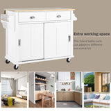 BABOOM White Mdf Base with Wood Top Rolling Kitchen Island (20.5-in x 52.2-in x 36.6-in)