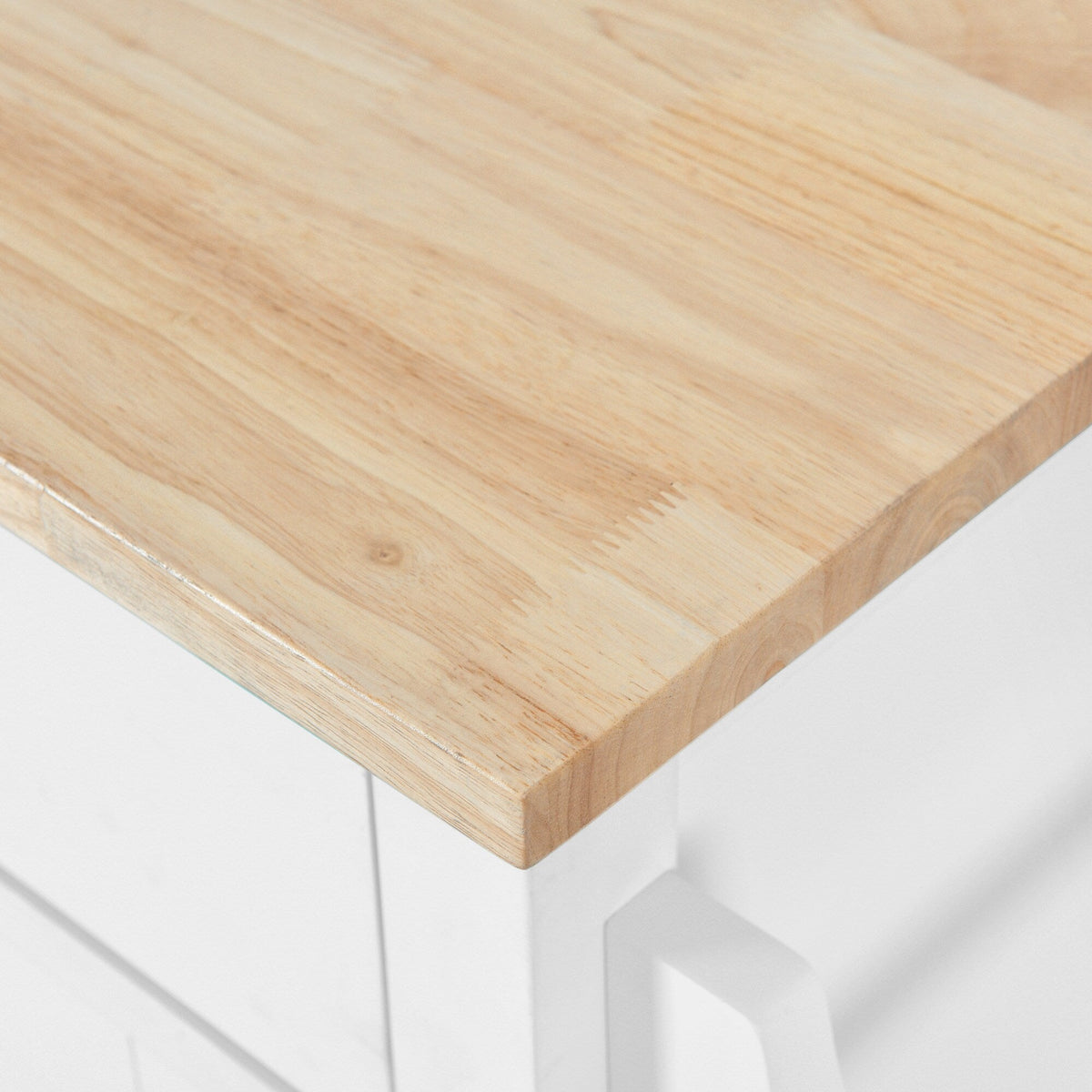BABOOM White Mdf Base with Wood Top Rolling Kitchen Island (20.5-in x 52.2-in x 36.6-in)