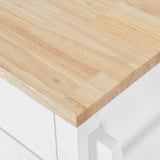 BABOOM White Mdf Base with Wood Top Rolling Kitchen Island (20.5-in x 52.2-in x 36.6-in)