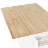 BABOOM White Mdf Base with Wood Top Rolling Kitchen Island (20.5-in x 52.2-in x 36.6-in)