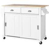 BABOOM White Mdf Base with Wood Top Rolling Kitchen Island (20.5-in x 52.2-in x 36.6-in)