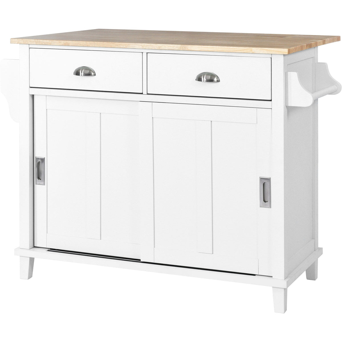 BABOOM White Mdf Base with Wood Top Rolling Kitchen Island (20.5-in x 52.2-in x 36.6-in)