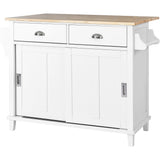 BABOOM White Mdf Base with Wood Top Rolling Kitchen Island (20.5-in x 52.2-in x 36.6-in)