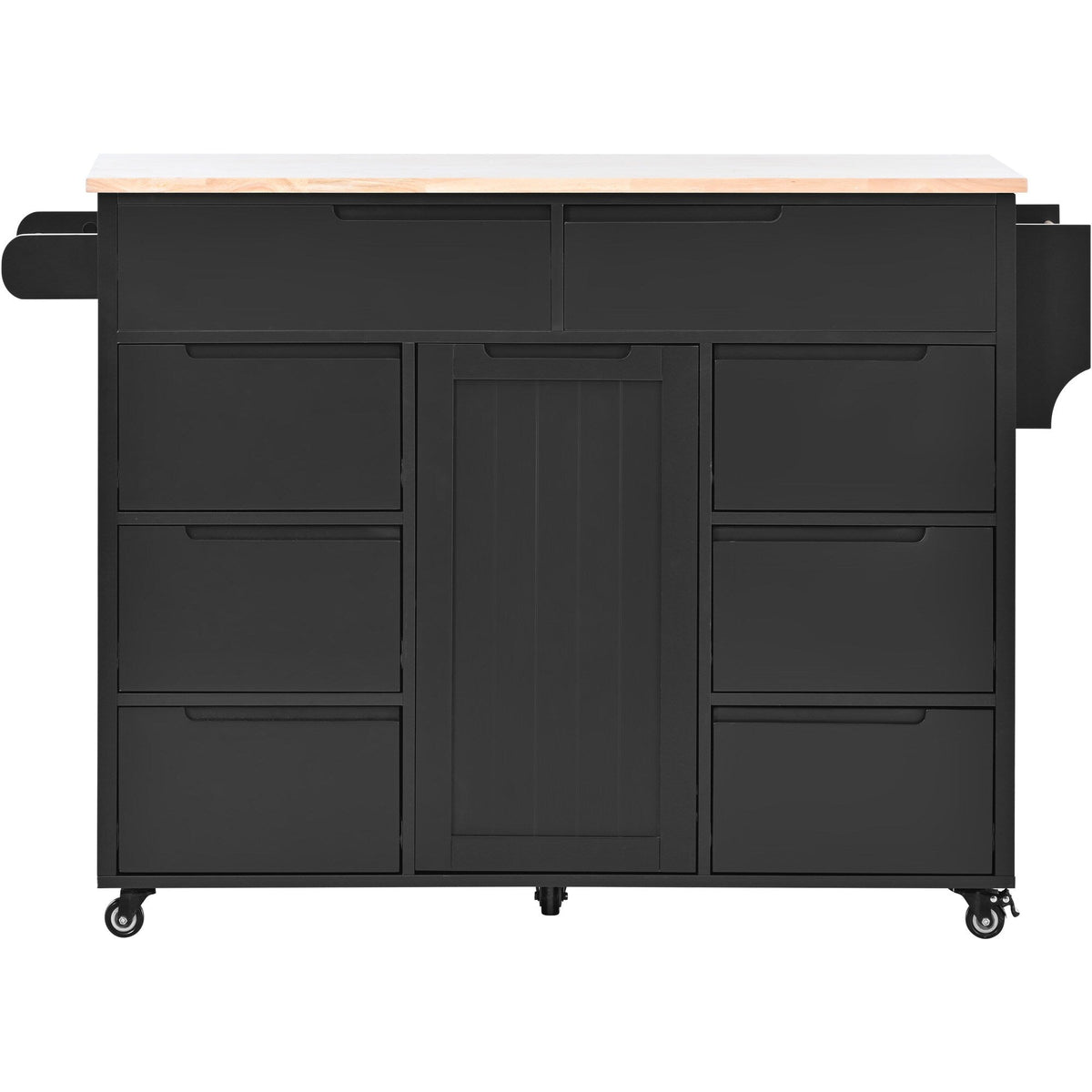 BABOOM Black Mdf Base with Wood Top Rolling Kitchen Island (18.5-in x 53.1-in x 37-in)