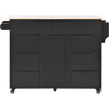 BABOOM Black Mdf Base with Wood Top Rolling Kitchen Island (18.5-in x 53.1-in x 37-in)
