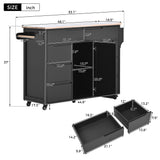 BABOOM Black Mdf Base with Wood Top Rolling Kitchen Island (18.5-in x 53.1-in x 37-in)