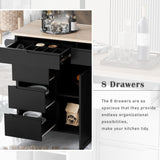 BABOOM Black Mdf Base with Wood Top Rolling Kitchen Island (18.5-in x 53.1-in x 37-in)