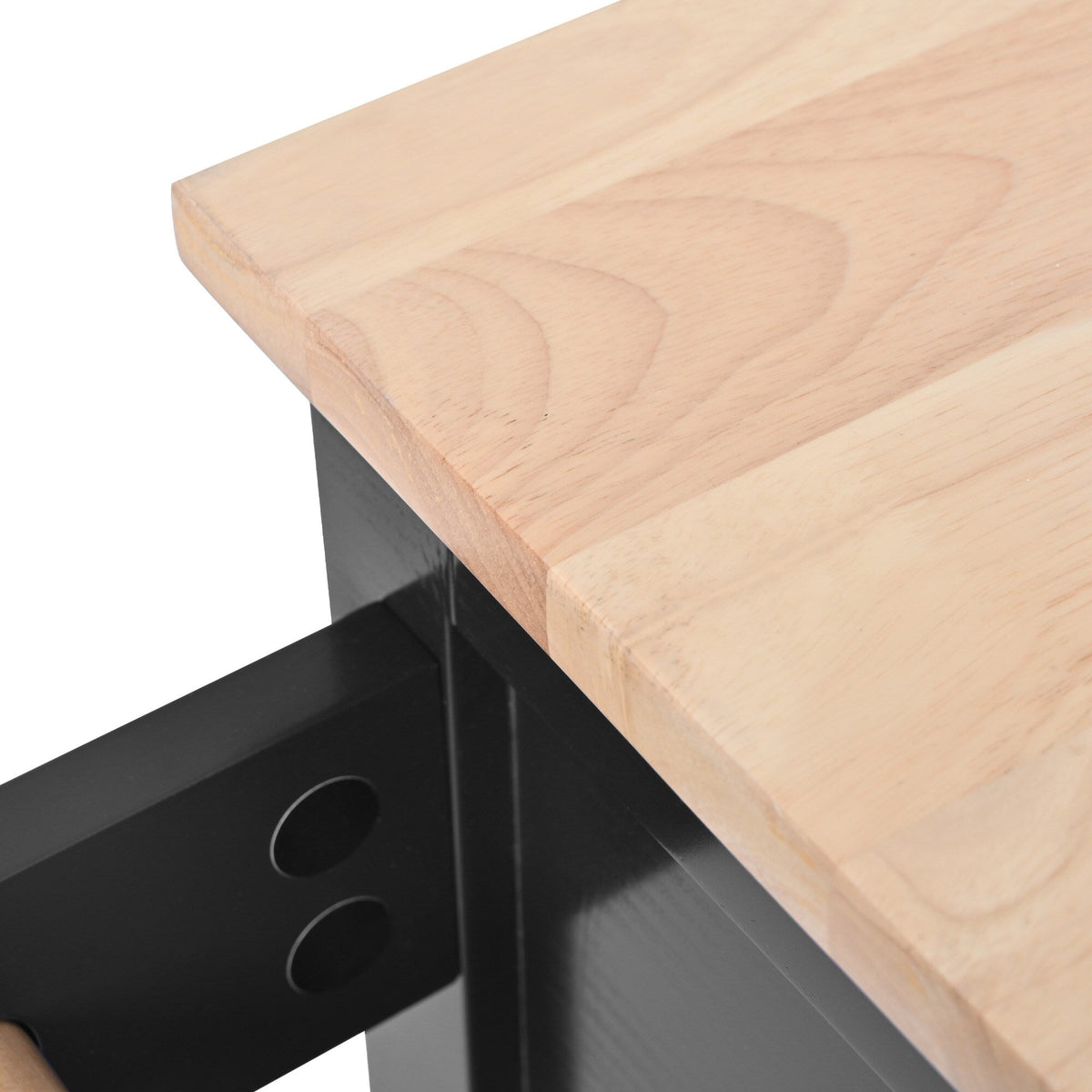 BABOOM Black Mdf Base with Wood Top Rolling Kitchen Island (18.5-in x 53.1-in x 37-in)