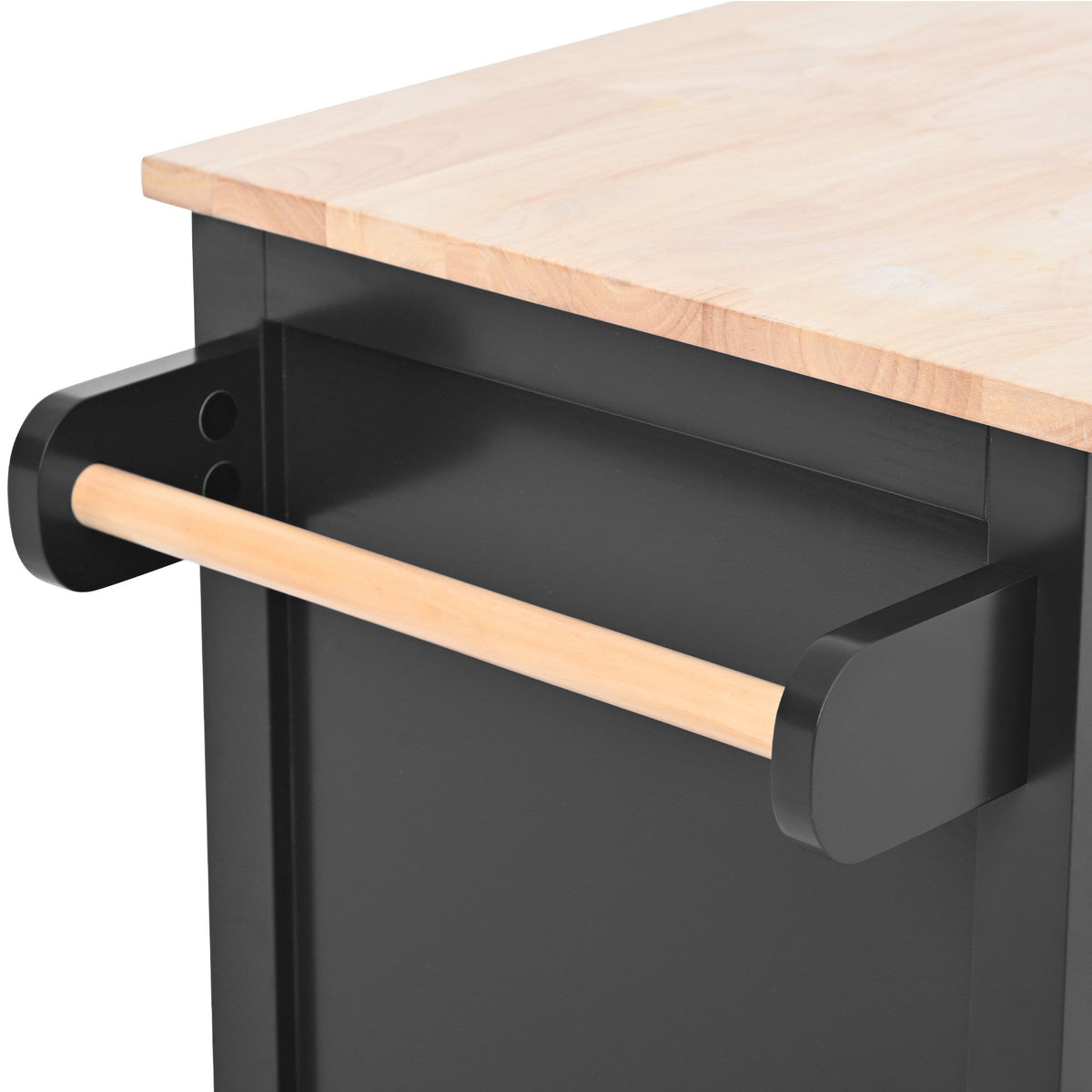 BABOOM Black Mdf Base with Wood Top Rolling Kitchen Island (18.5-in x 53.1-in x 37-in)