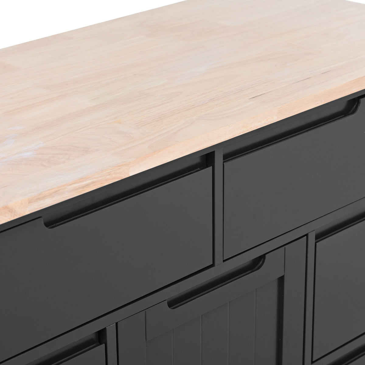 BABOOM Black Mdf Base with Wood Top Rolling Kitchen Island (18.5-in x 53.1-in x 37-in)
