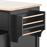 BABOOM Black Mdf Base with Wood Top Rolling Kitchen Island (18.5-in x 53.1-in x 37-in)