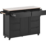 BABOOM Black Mdf Base with Wood Top Rolling Kitchen Island (18.5-in x 53.1-in x 37-in)