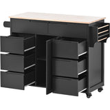 BABOOM Black Mdf Base with Wood Top Rolling Kitchen Island (18.5-in x 53.1-in x 37-in)