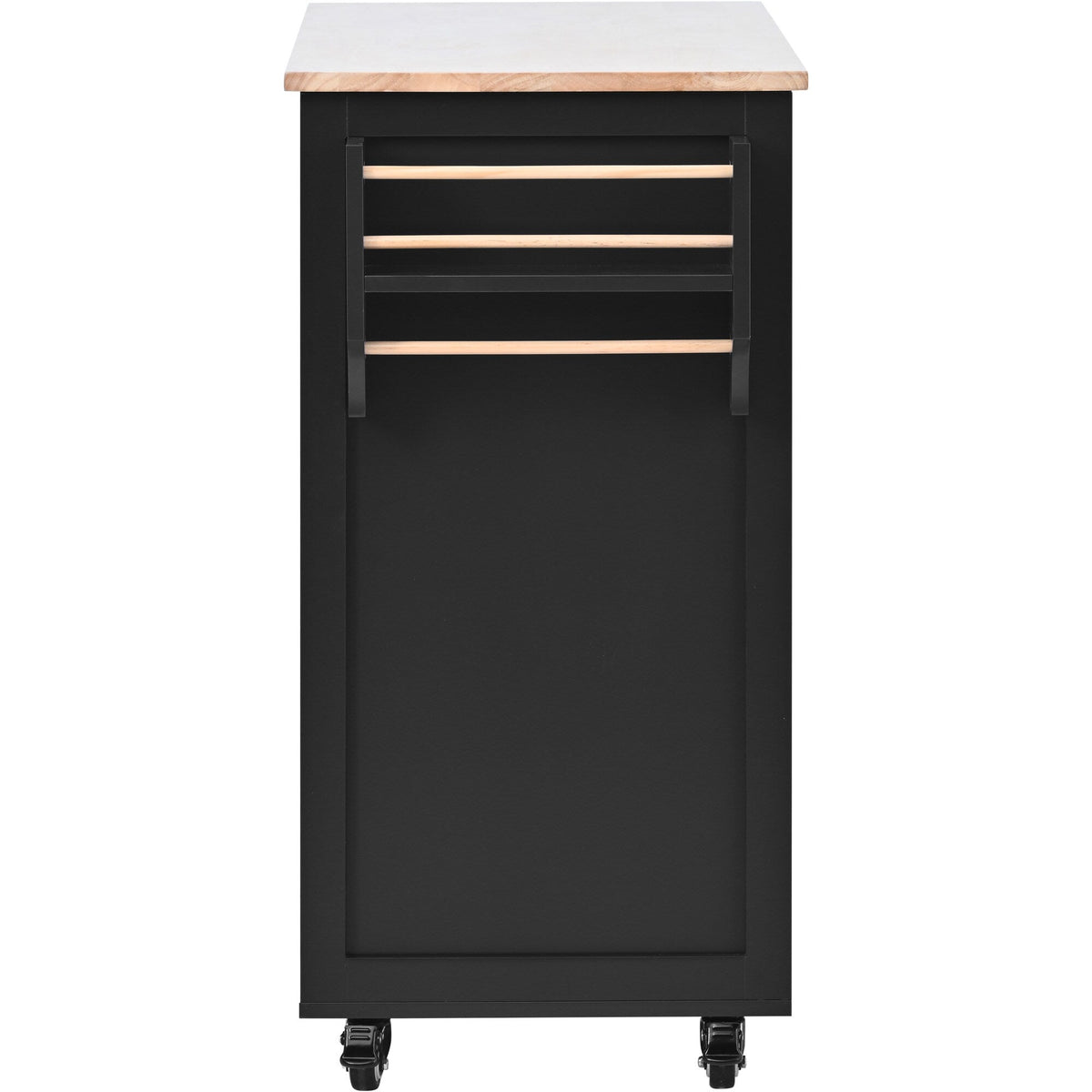 BABOOM Black Mdf Base with Wood Top Rolling Kitchen Island (18.5-in x 53.1-in x 37-in)