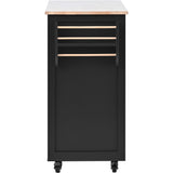 BABOOM Black Mdf Base with Wood Top Rolling Kitchen Island (18.5-in x 53.1-in x 37-in)