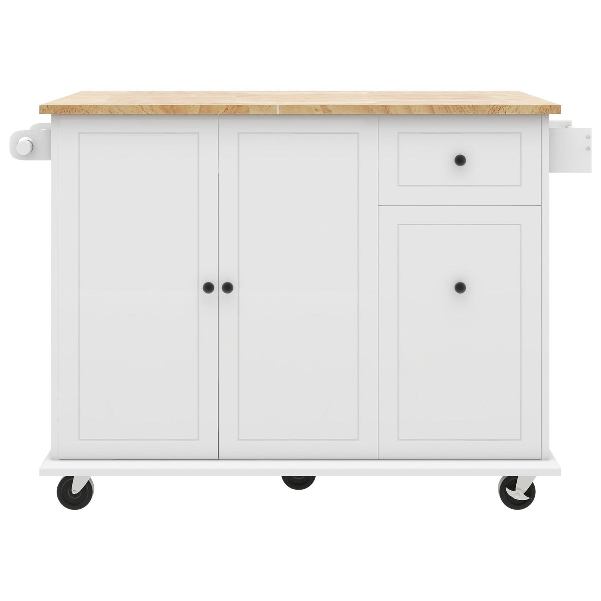 BABOOM White Mdf Base with Wood Top Rolling Kitchen Island (28.7-in x 53.9-in x 36.8-in)