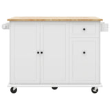 BABOOM White Mdf Base with Wood Top Rolling Kitchen Island (28.7-in x 53.9-in x 36.8-in)