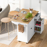 BABOOM White Mdf Base with Wood Top Rolling Kitchen Island (28.7-in x 53.9-in x 36.8-in)