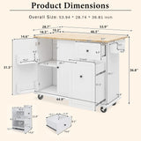 BABOOM White Mdf Base with Wood Top Rolling Kitchen Island (28.7-in x 53.9-in x 36.8-in)