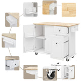 BABOOM White Mdf Base with Wood Top Rolling Kitchen Island (28.7-in x 53.9-in x 36.8-in)