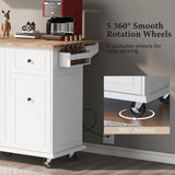 BABOOM White Mdf Base with Wood Top Rolling Kitchen Island (28.7-in x 53.9-in x 36.8-in)