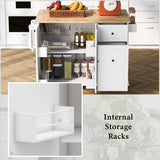 BABOOM White Mdf Base with Wood Top Rolling Kitchen Island (28.7-in x 53.9-in x 36.8-in)