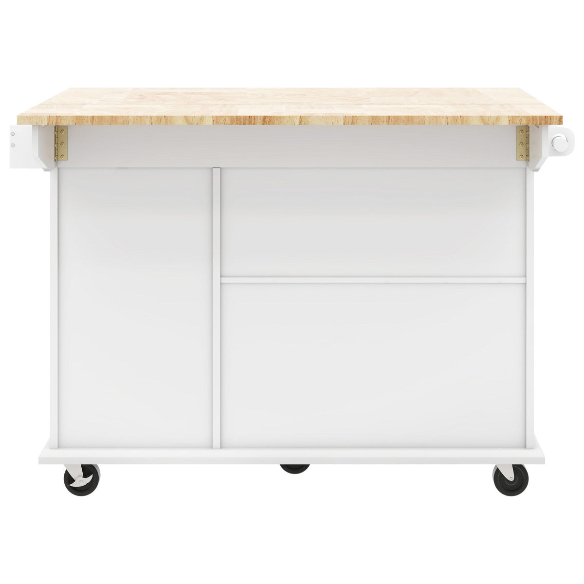 BABOOM White Mdf Base with Wood Top Rolling Kitchen Island (28.7-in x 53.9-in x 36.8-in)
