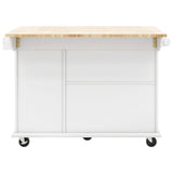 BABOOM White Mdf Base with Wood Top Rolling Kitchen Island (28.7-in x 53.9-in x 36.8-in)