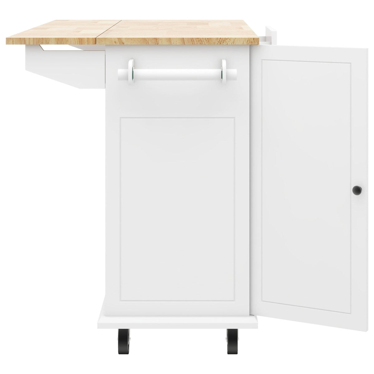 BABOOM White Mdf Base with Wood Top Rolling Kitchen Island (28.7-in x 53.9-in x 36.8-in)