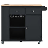 BABOOM Black Mdf Base with Wood Top Rolling Kitchen Island (29.33-in x 39.8-in x 33.7-in)