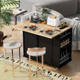 BABOOM Black Mdf Base with Wood Top Rolling Kitchen Island (29.33-in x 39.8-in x 33.7-in)