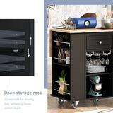 BABOOM Black Mdf Base with Wood Top Rolling Kitchen Island (29.33-in x 39.8-in x 33.7-in)