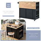BABOOM Black Mdf Base with Wood Top Rolling Kitchen Island (29.33-in x 39.8-in x 33.7-in)
