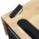 BABOOM Black Mdf Base with Wood Top Rolling Kitchen Island (29.33-in x 39.8-in x 33.7-in)