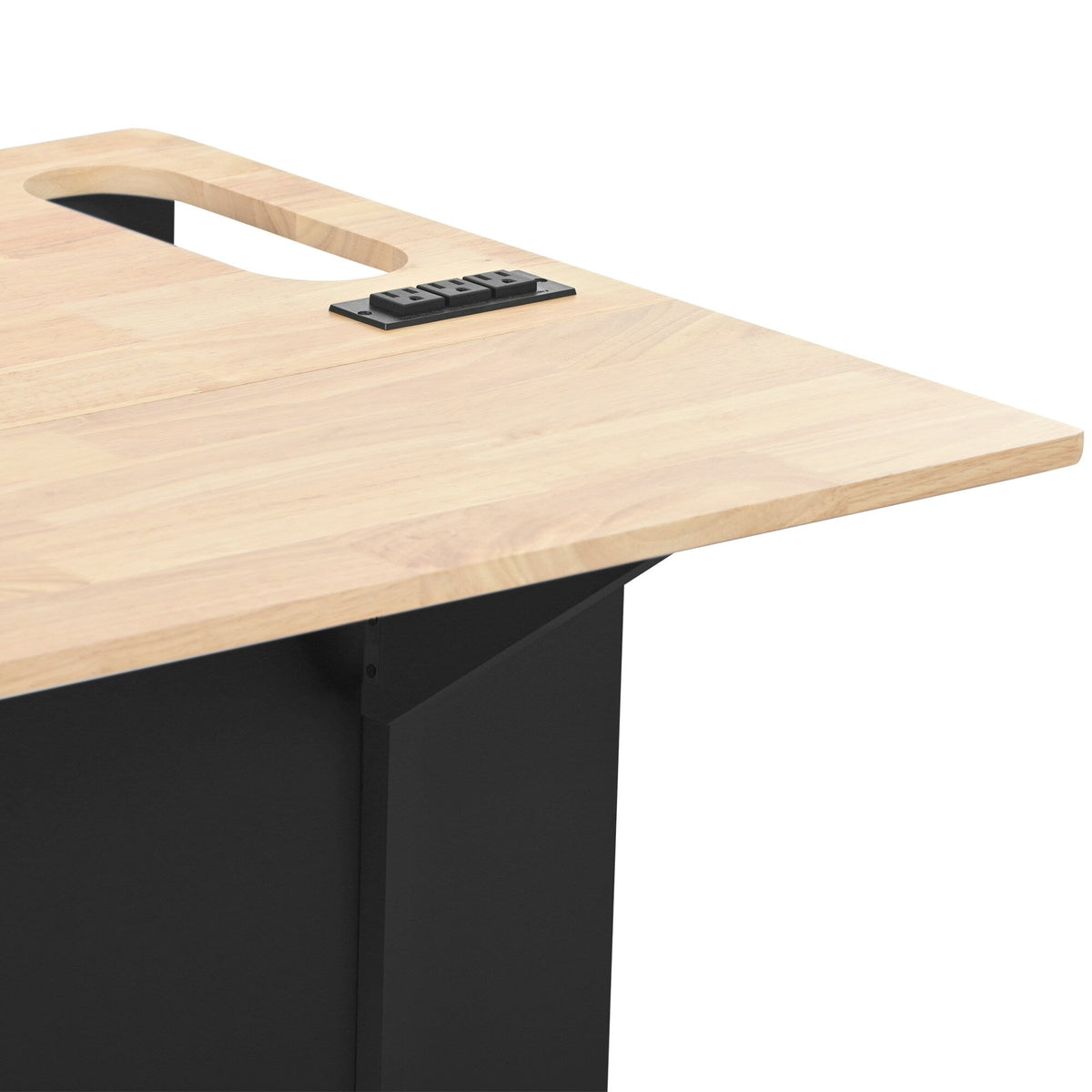 BABOOM Black Mdf Base with Wood Top Rolling Kitchen Island (29.33-in x 39.8-in x 33.7-in)